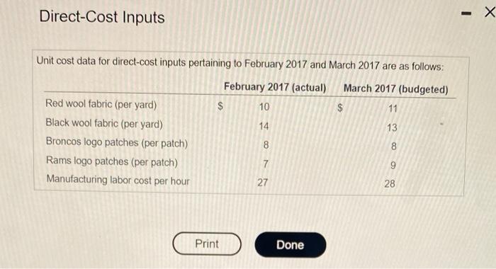 Quantity and Dollars For the Month of March Now prepare March's direct