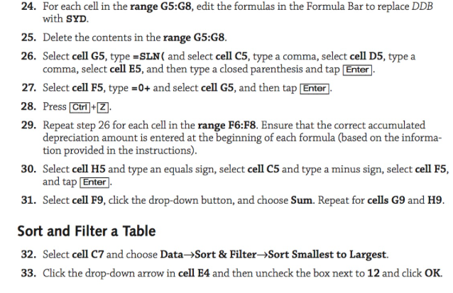 a depreciation schedule for Linen Wholesalers using an Excel table. You will