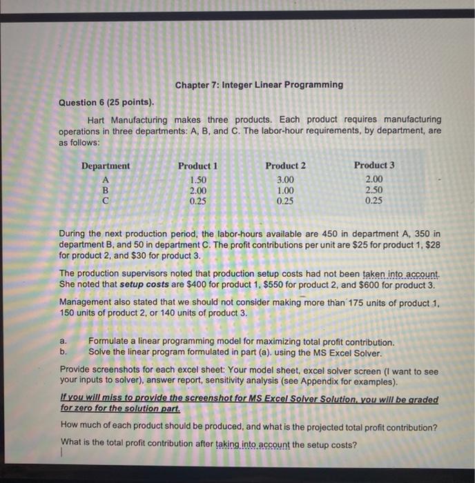 Help please!!! please answer all and need the excel work Chapter 7: