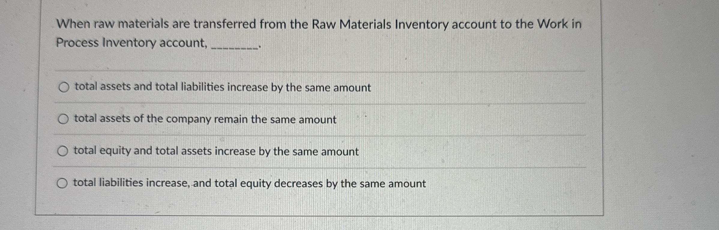  When raw materials are transferred from the Raw Materials Inventory account
