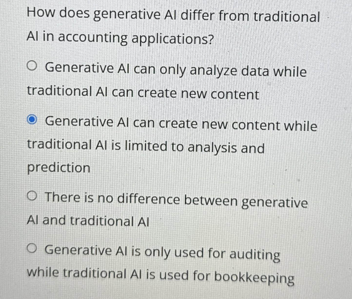  How does generative Al differ from traditional Al in accounting applications?