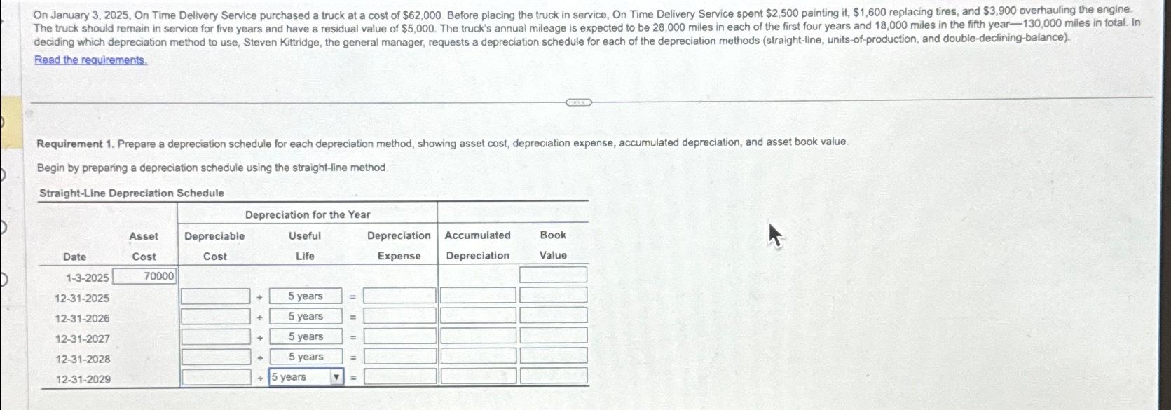  on January 3,2025 on time delivery service purchase a truck at