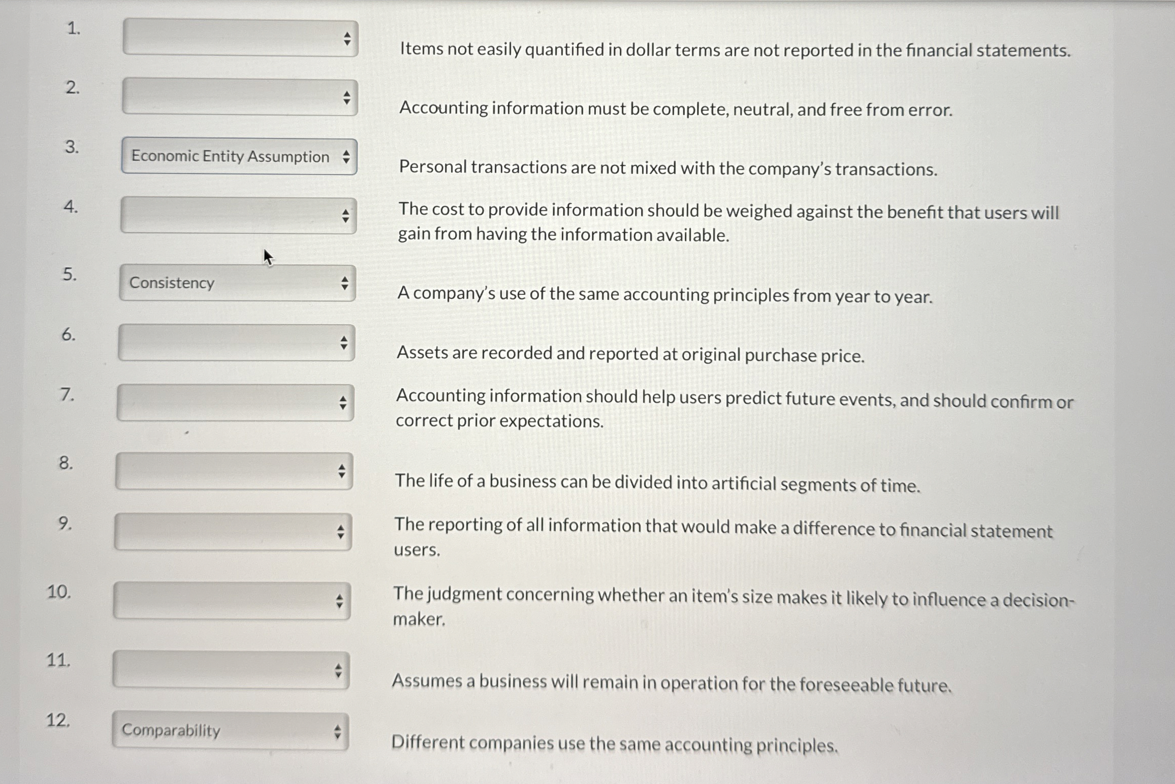  Items not easily quantified in dollar terms are not reported in