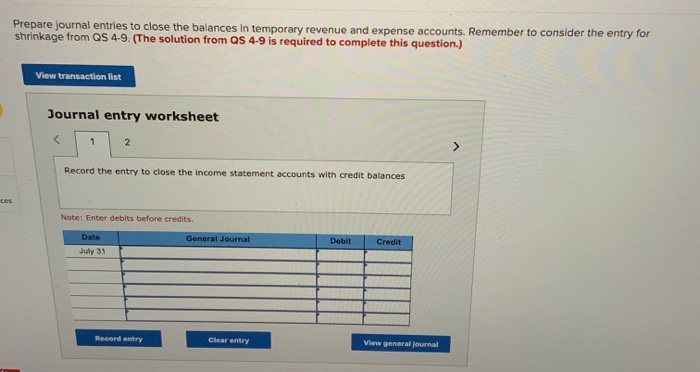 on July 31, its fiscal year-end, includes the following selected accounts that