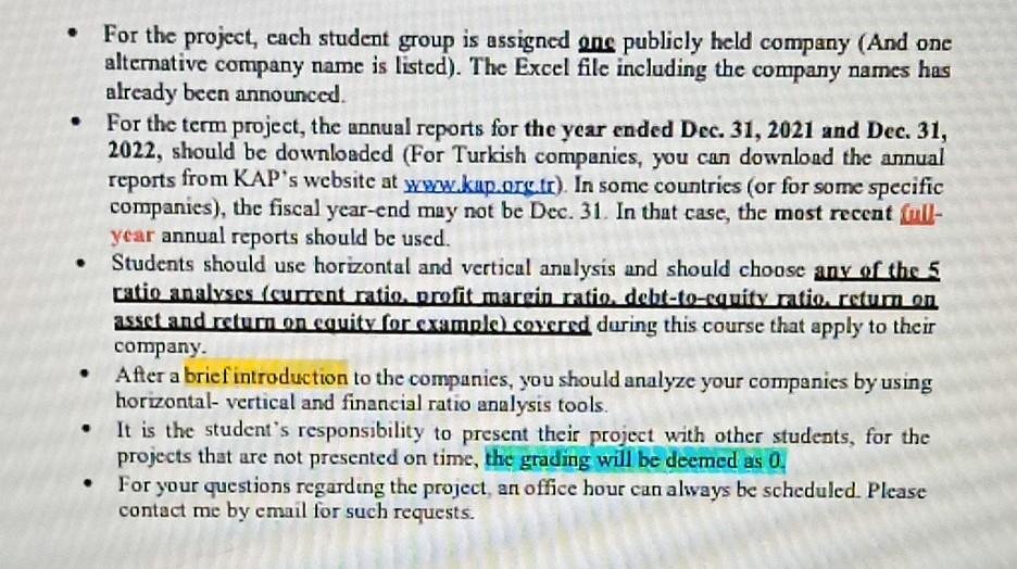 - For the project, each student group is assigned ene publicly