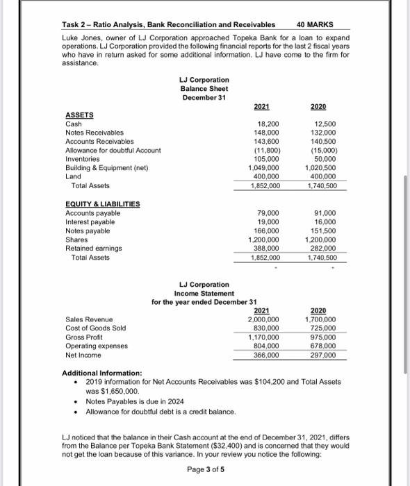 Help needed with C and D please Task 2 - Ratio Analysis,