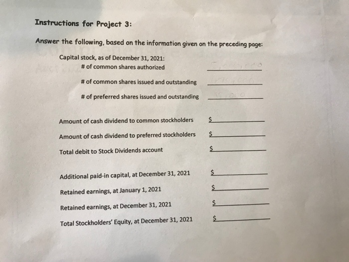 Equity (10 points) Capital stock, as of December 11, 2021 of common