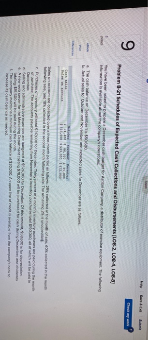  Se Help Save & Exit Submit 9 Check my work Problem