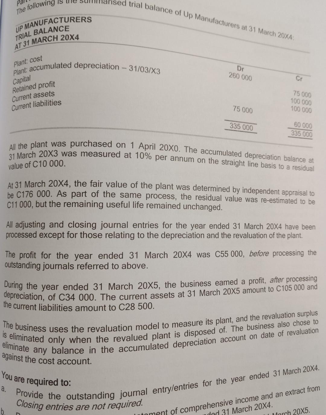  I require and answer for question a All the plant was