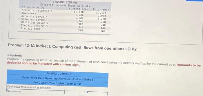 Problems below. [The following information applies to the questions displayed below.) Lansing