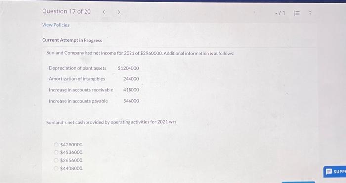 which one is the correct answer. plz explain to me. Sunland Company