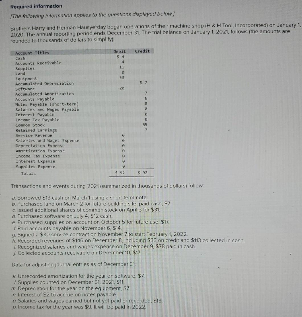 using the information provided prepare an income statement, the statement of