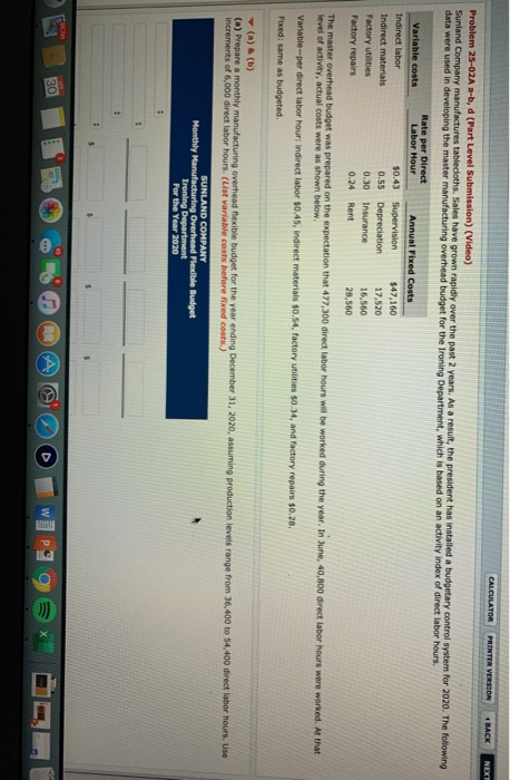 CALCULATOR PRINTER VERSION BACK NEXT Problem 25-02A a-b, d (Part Level