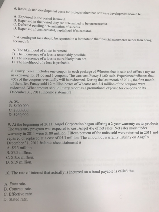  6. Research and development costs for projects other than software development