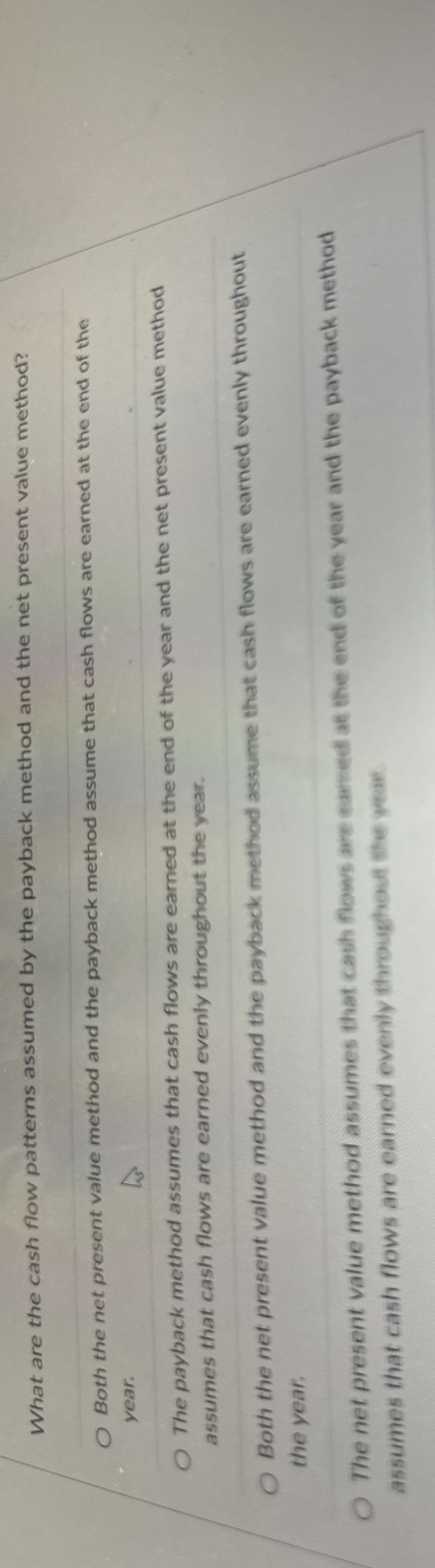  What are the cash flow patterns assumed by the payback method