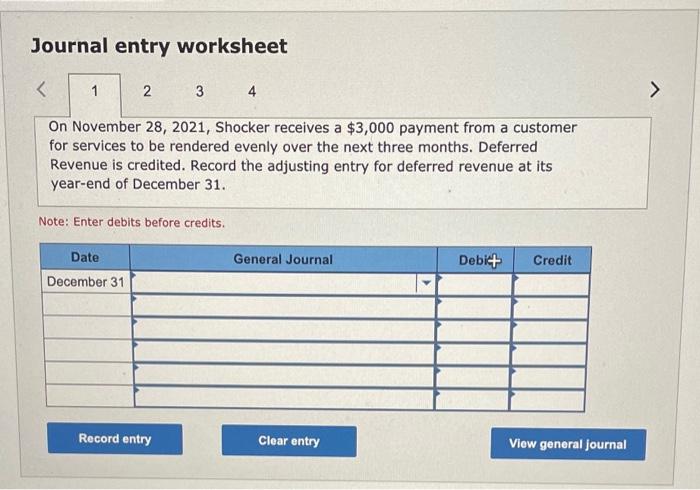  Journal entry worksheet