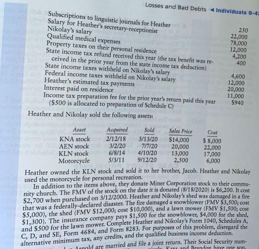 question please. 1:9-65 TAX FORM/RETURN PREPARATION PROBLEMS Heather and Nikolay Laubert are
