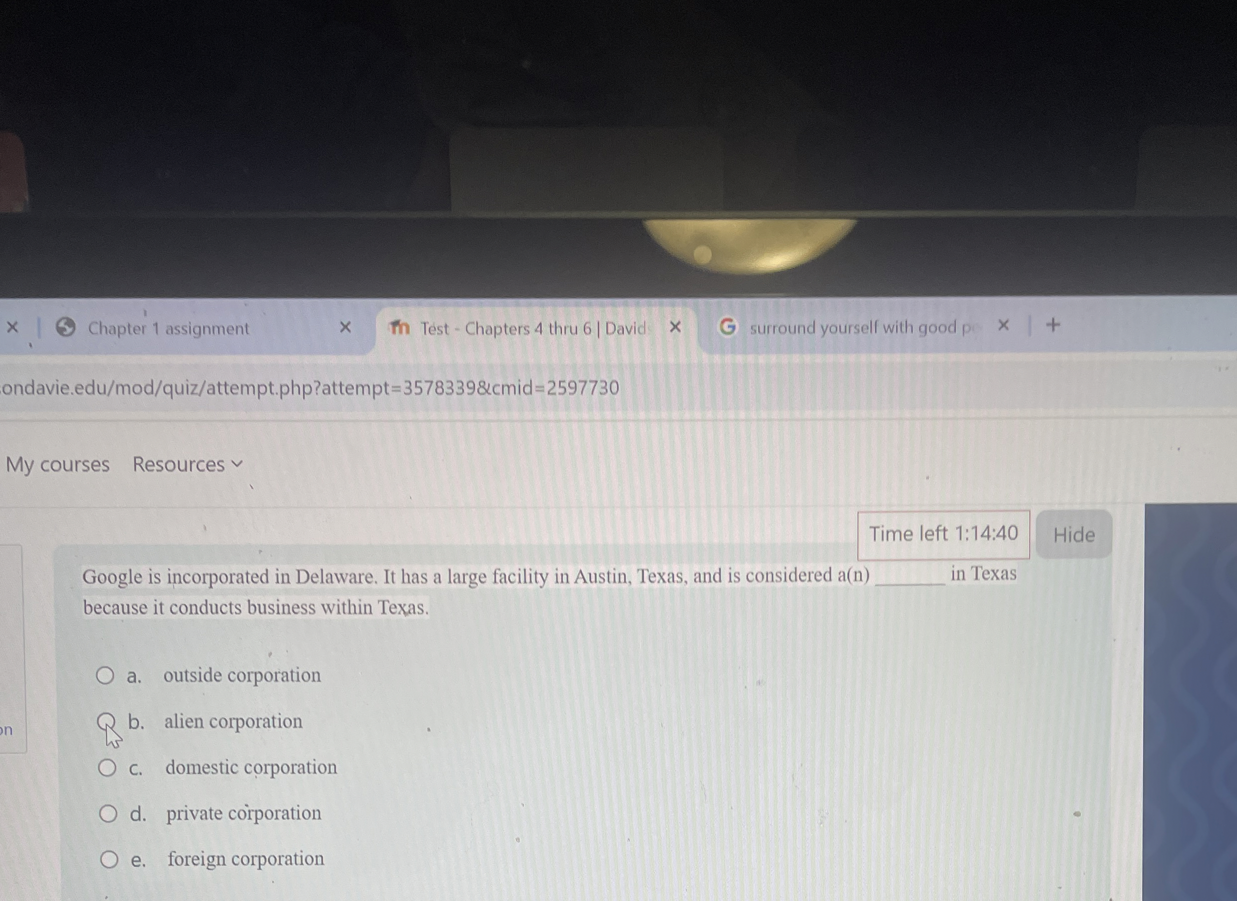  Google is incorporated in Delaware. It has a large facility in