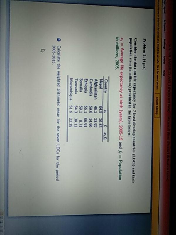 Problem 1: [4 pts) Compute the HDI for the following countries with