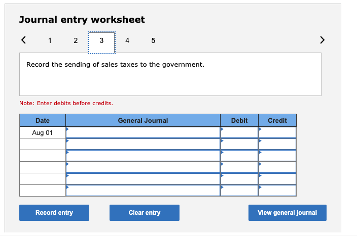 sent the sales tax collected from the sale to the government. Record