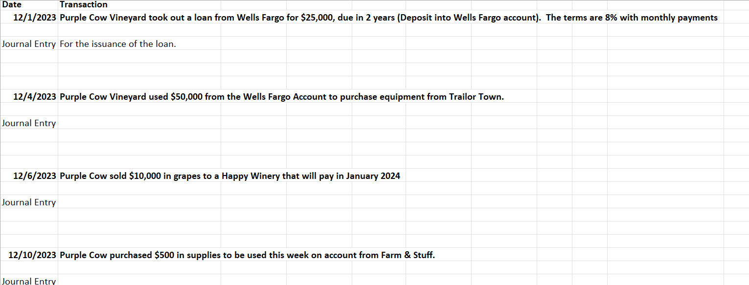  Journal Entry1 Create Journal Entries in excel spreadsheet 2 Enter the