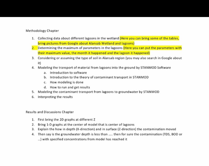  Methodology Chapter 1. Collecting data about different lagoons in the wetland