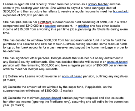 Leanne is aged 58 and recently retired from her position as