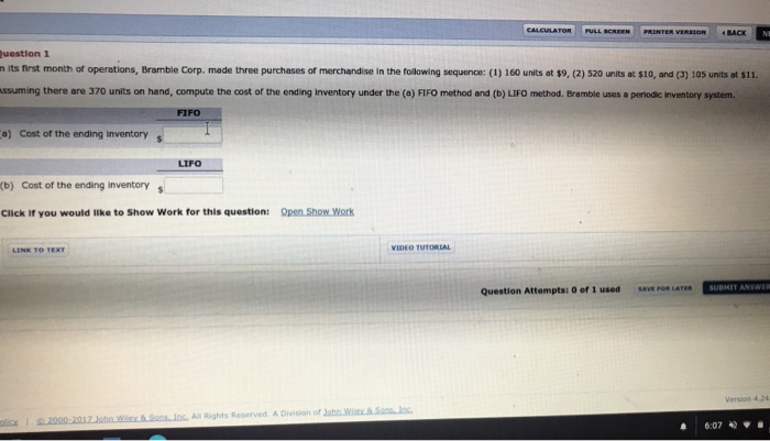  EN PRINTER Vinton da VERSION BACK uestion 1 n its first