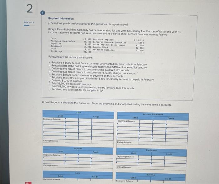 please conplete all tables Required information The following information applies to the