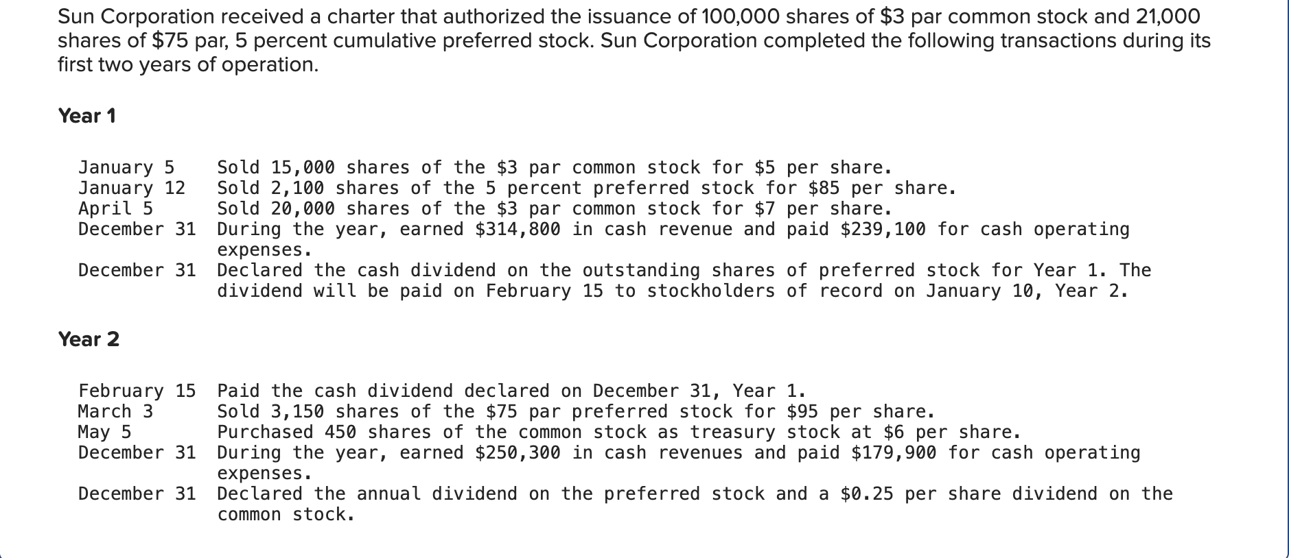 Please help me solve step by step Sun Corporation received a charter