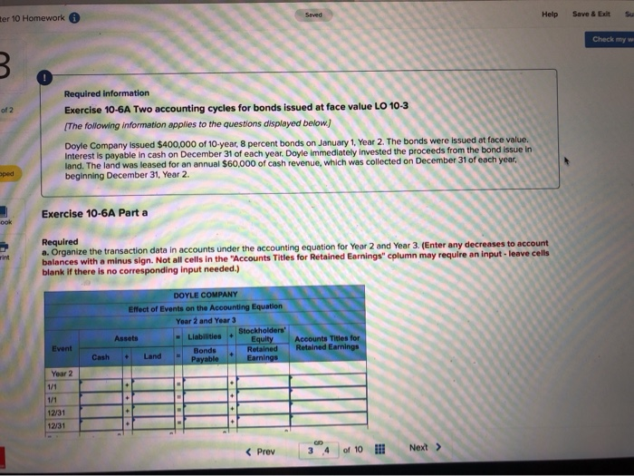  Help Save & Exit Su Saved ter 10 Homework Check my
