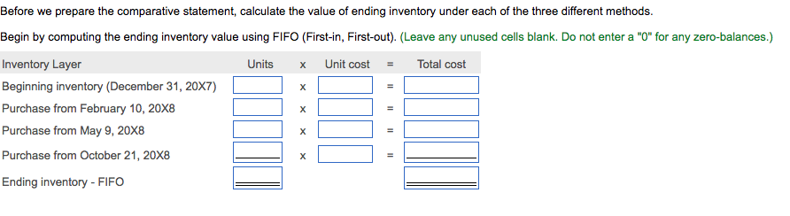 Before we prepare the comparative statement, calculate the value of ending