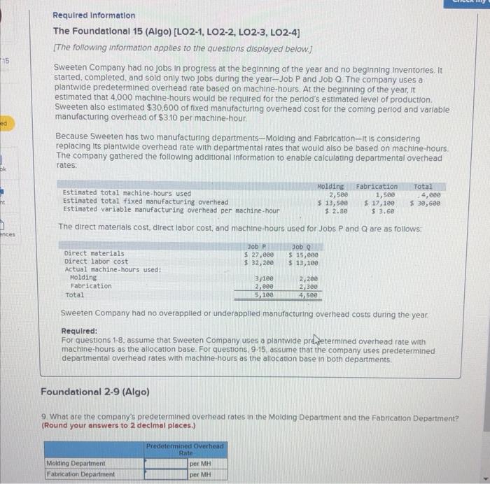9,10 ch. 2 15 ed ences Required Information The Foundational 15 (Algo)
