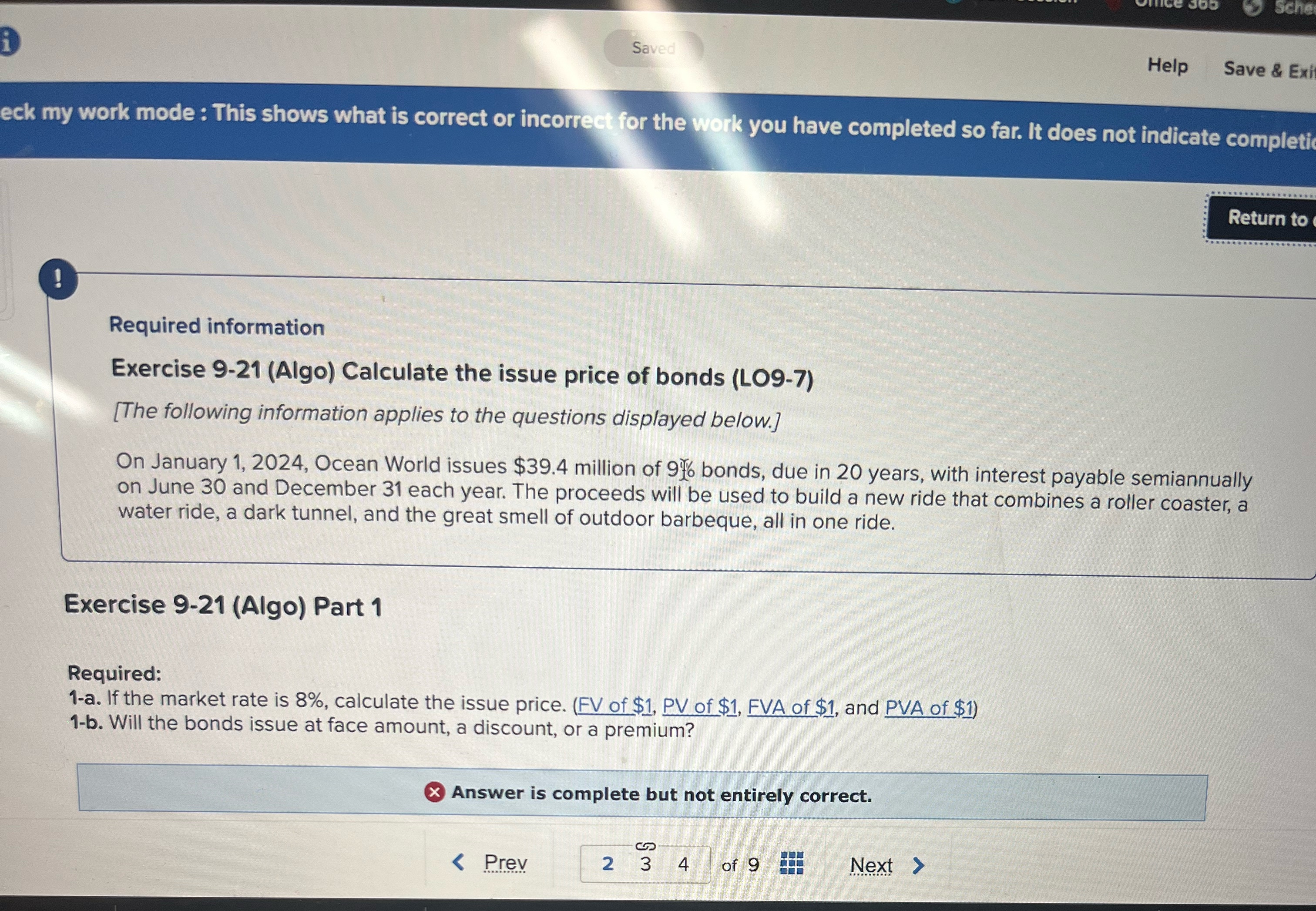  ! Required information Exercise 9-21(Algo) Calculate the issue price of bonds
