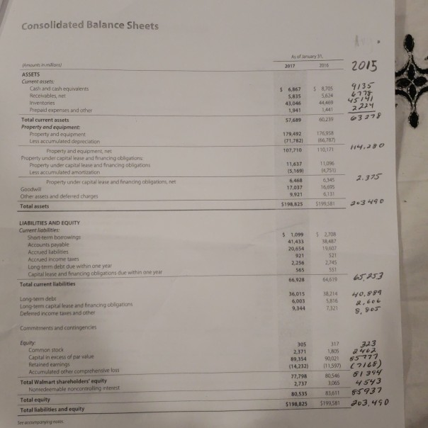 and show your computation to get full credit 2017 Calculation 2016 Calculation