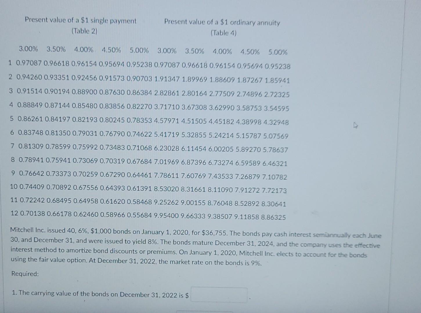  Present value of a $1 single payment (Table 2) Present value