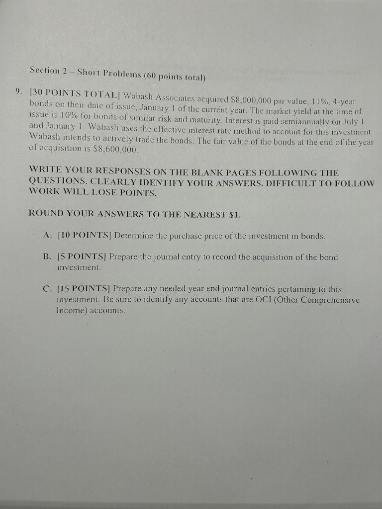 Need answer for question B and C Section 2 - Short Problems