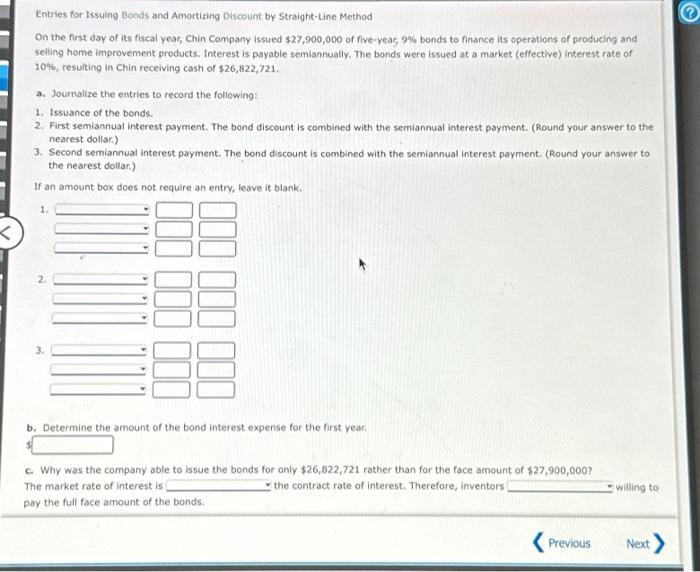  Entries for Issuing Bonds and Amortizing Discount by Straight-Line Method On