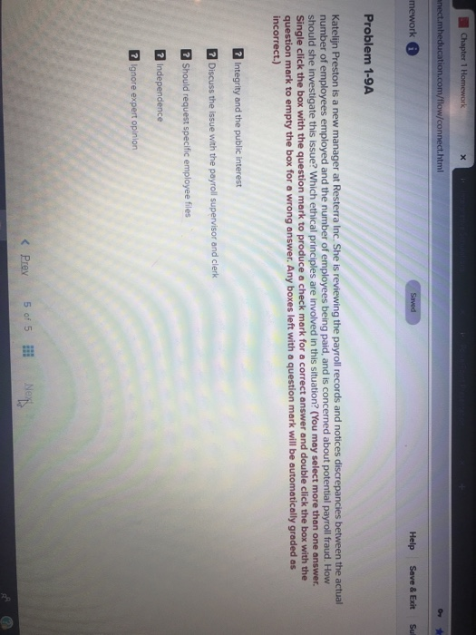  /flow/connect.html Help Save&ExitSu Problem 1-9A Katelijn Preston is a new manager