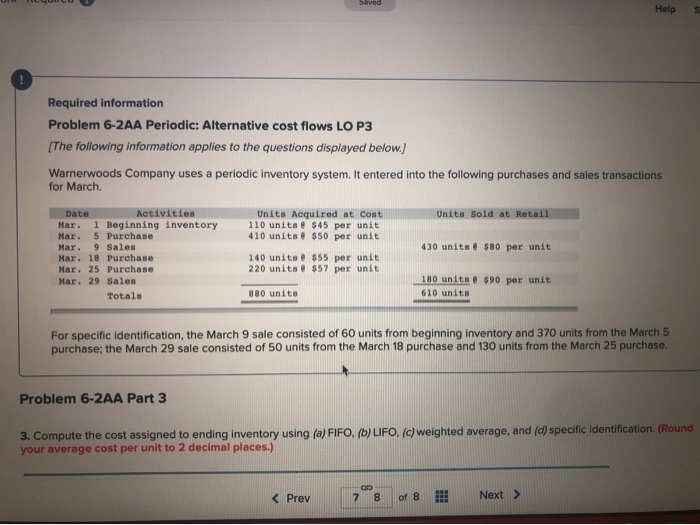  required information problem 6-1A perpetual: alternative cost flows problem 6-1A part
