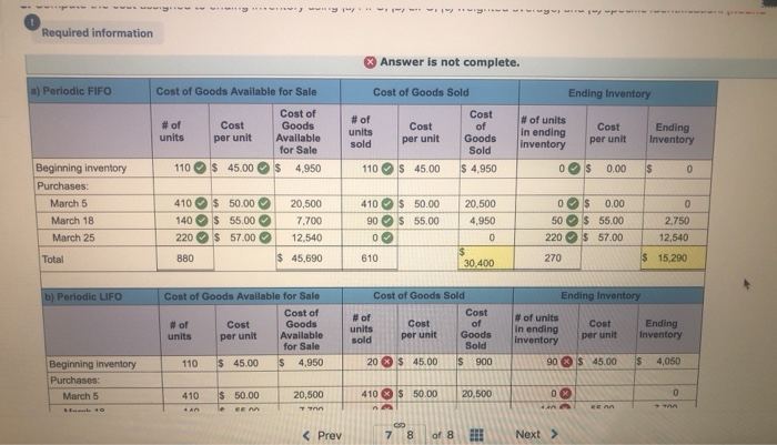4 Sbved Help Required information Problem 6-2AA Periodic: Alternative cost flows LO