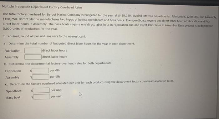  need help quick. thank you so much ! Multiple Production Department