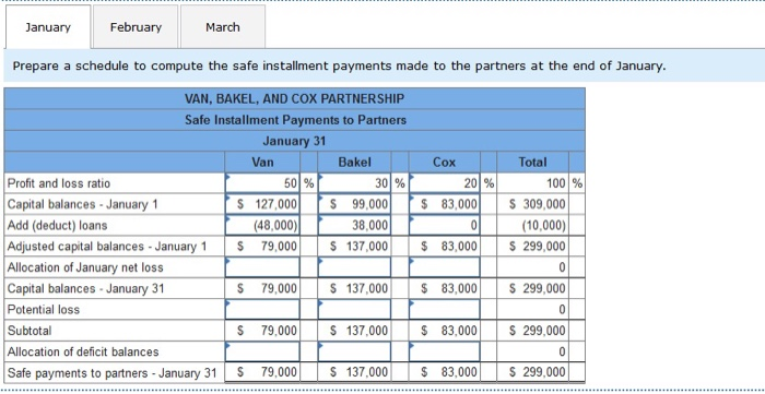 of Van, Bakel, and Cox (who share profits and losses in the