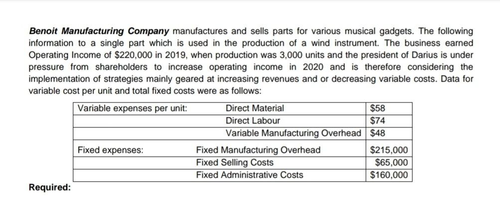 This assignment is centred on the topics C-V-P Analysis. Please use concepts