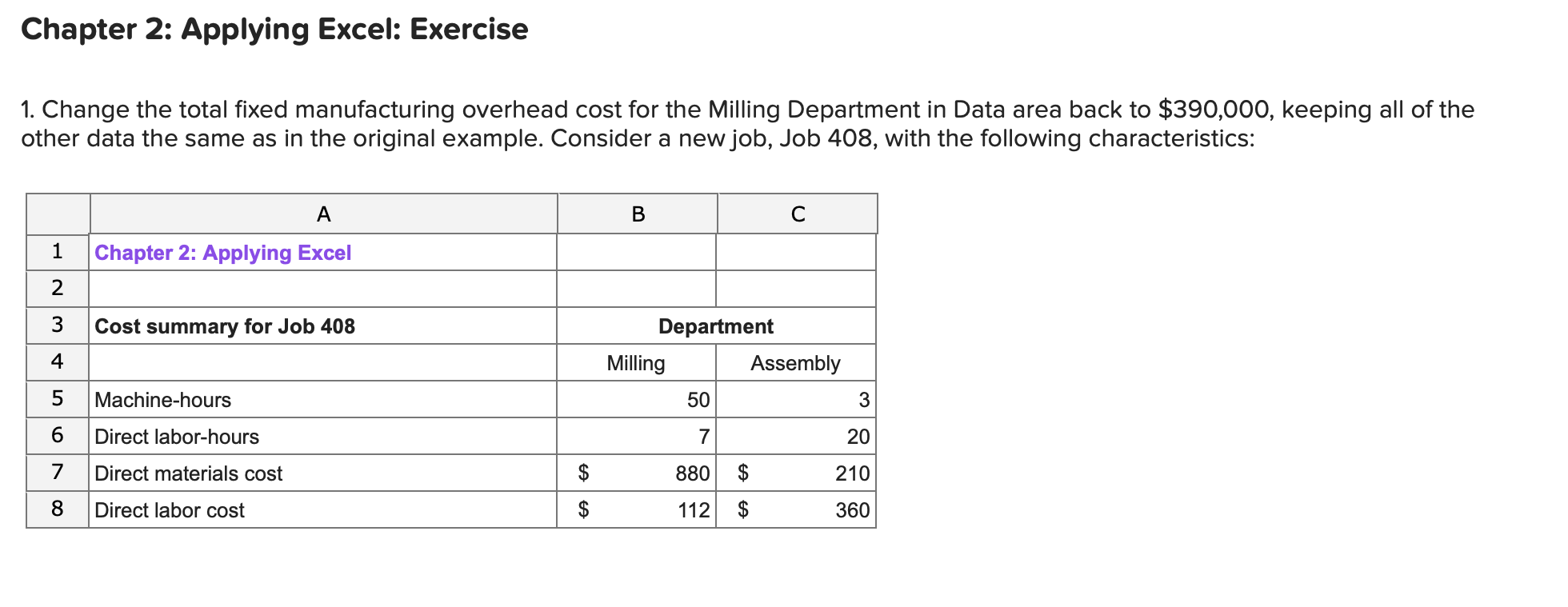 Required information Chapter 2: Applying Excel Step 1: Download the Applying Excel