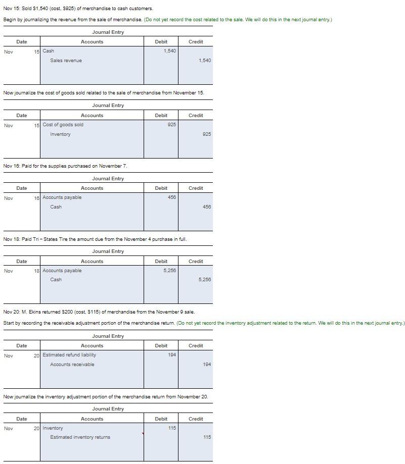 the transactions on the books of Quality Tire, Inc. assuming the "net"