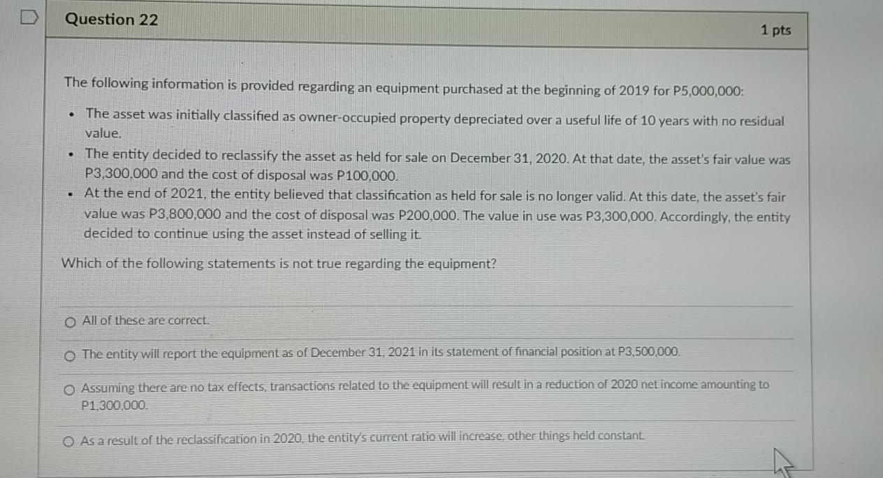  q22 pls provide Complete solution. thankyou so much. Question 22 1