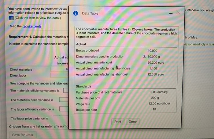 international food manufacturing company. When you arrive for the interview, you are