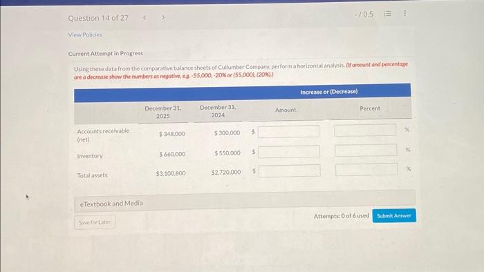  Using these data from the comparative balance sheets of Cullumber Company,