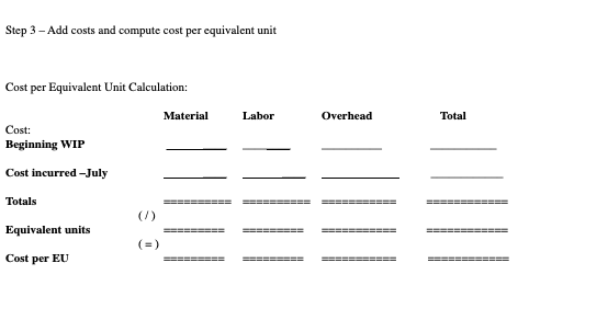 The Whitecotton Company manufacturers a product that goes through two departments. During